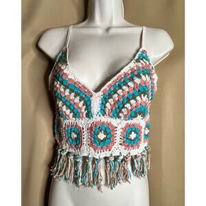 Band Of The Free - B.O.G Collective Crochet Fringe Top M NWT